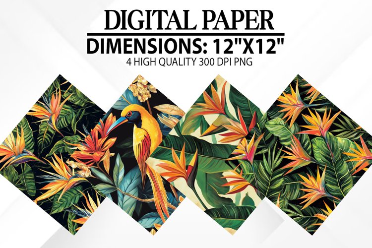 Bird Of Paradise Digital Paper, Paradise Background