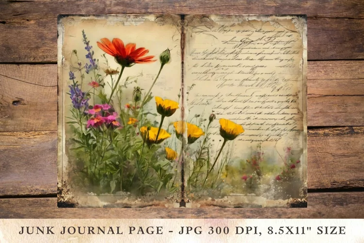 Printable Junk Journal Pages wildflower 1