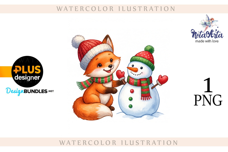 Illustration of a cute Christmas fox