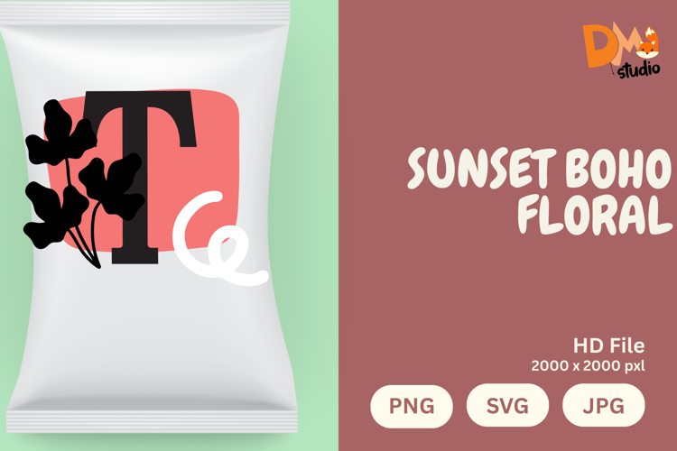 Sunset Boho Floral Monogram