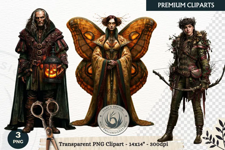 The Court of Emberfall Autumn Fantasy Clipart sublimation