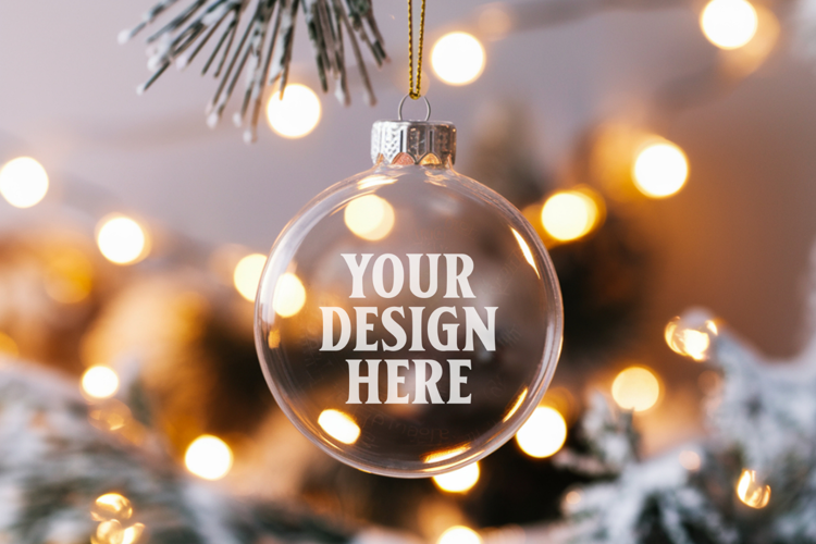 Acrylic Christmas Ornament Mockups | Clear Holiday Ornament
