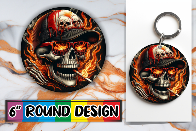 Radiant Car Coaster Circle PNG, Skull