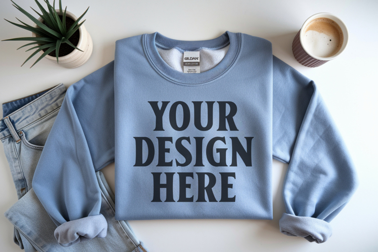 Ash Gildan 18000 Folded Flat Lay Mockups