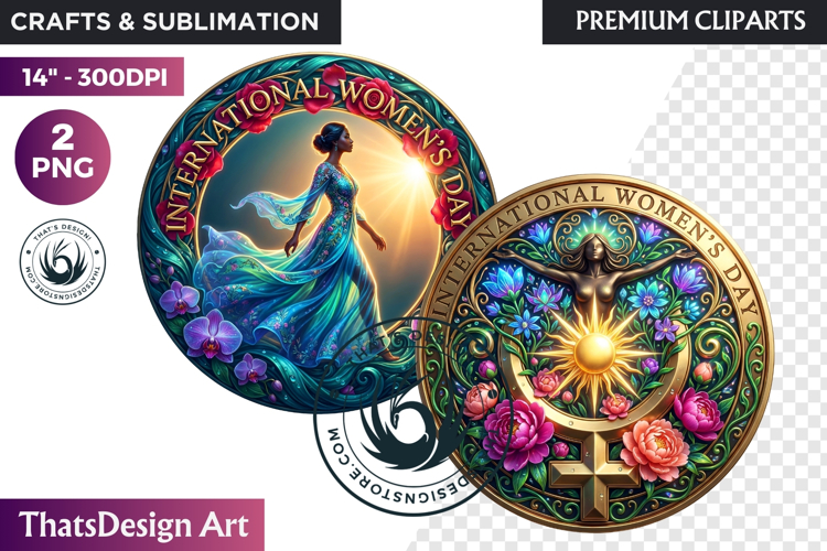 International Womens Day Round Cliparts   Backgrounds PNG