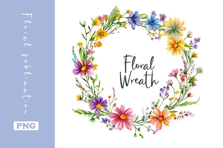 Watercolor Lovely Wildflower Wreath Clipart