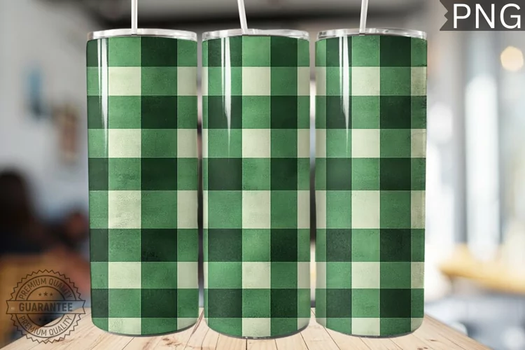 Green Plaid Tumbler Wrap - High Quality 300 Dpi