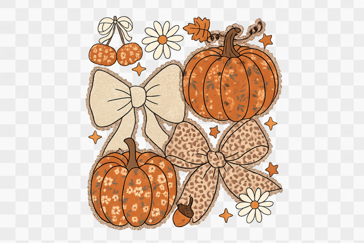 Preppy Fall Pumpkin Bow Png Design
