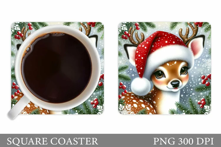 Christmas Deer Coaster Design. Christmas Coaster Sublimation