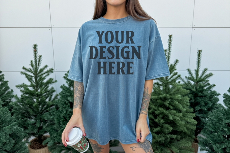 Bay Christmas Comfort Colors 1717 TShirt Mockup,cc1717 mock