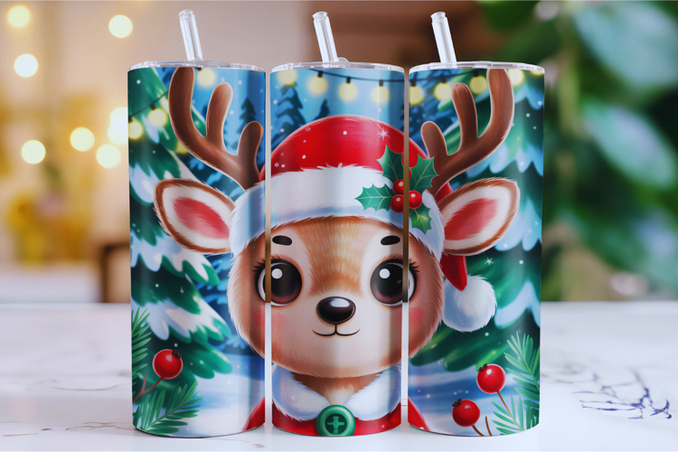 Merry Christmas Deer Tumbler Wrap | Christmas Wrap