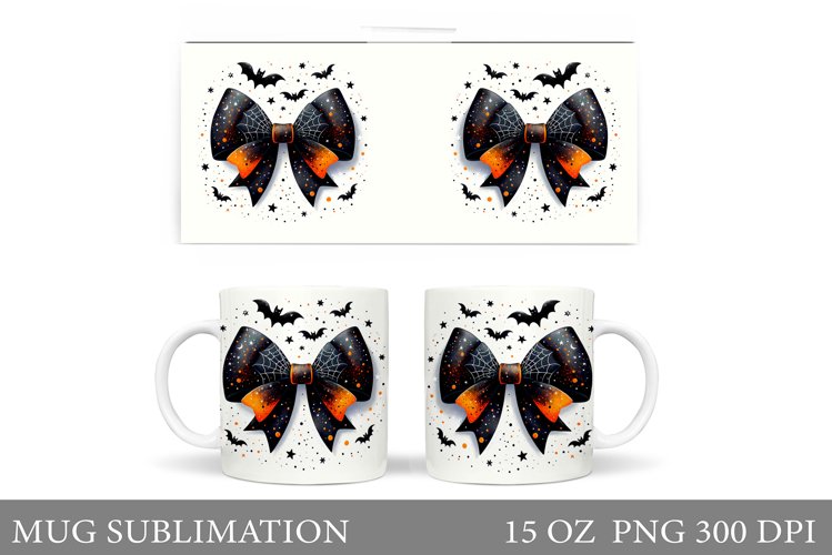 Halloween Bow Mug Sublimation. Halloween Mug Design example image 1