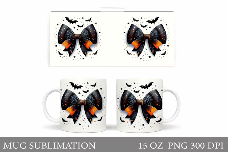 Halloween Bow Mug Sublimation. Halloween Mug Design