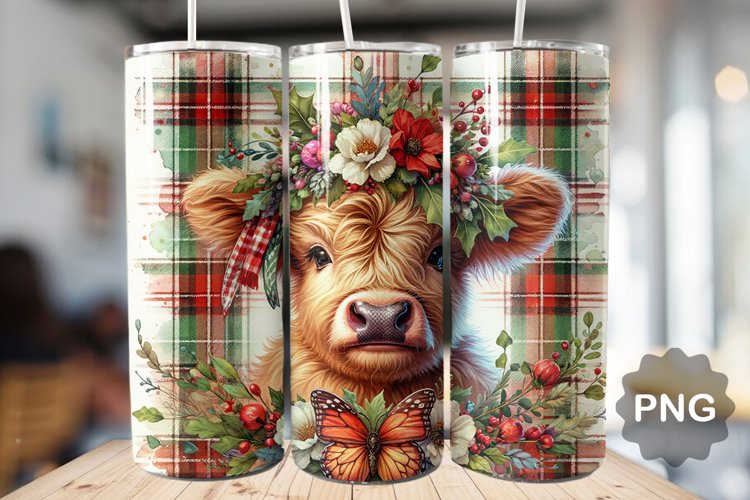 Christmas Baby Highland Cow - Skinny Tumbler Sublimation
