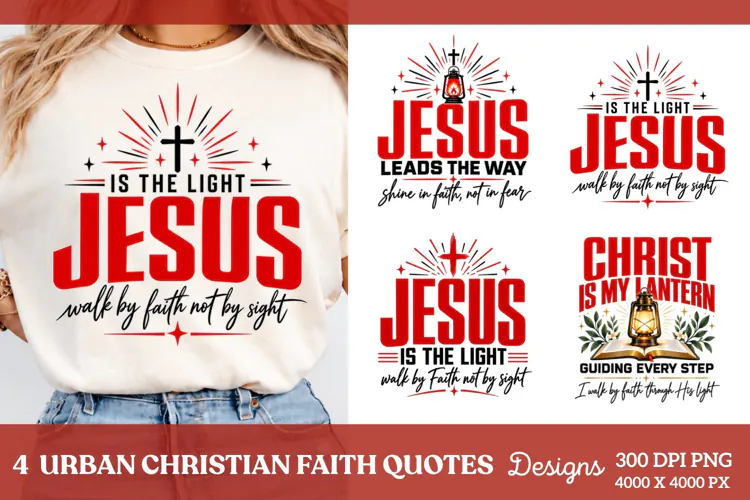4 Urban Christian Faith Shirt PNG Designs, 4 Christian Grace