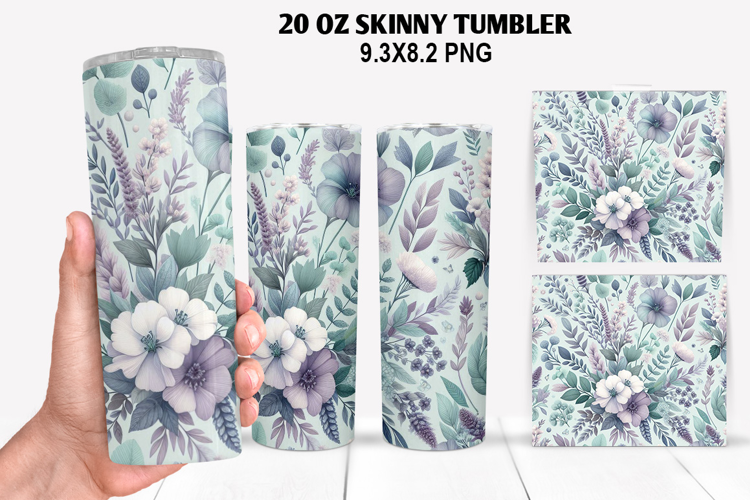 Flowers Skinny Tumbler 20oz Wrap Design, Spring Tumbler Wrap