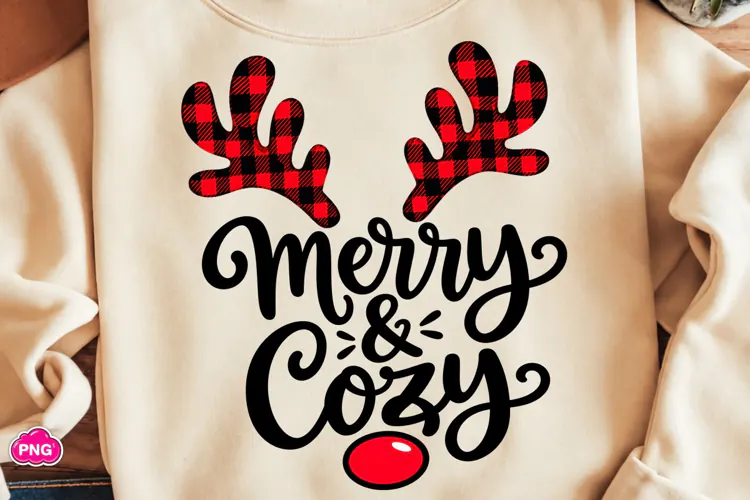 Merry Cozy Reindeer PNG, Funny Christmas PNG, Christmas PNG