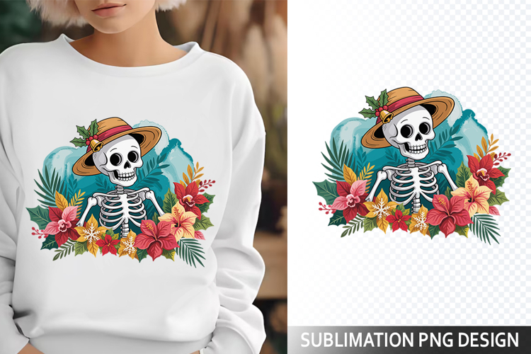 Funny Summer Skeleton Illustration - Sublimation PNG Design