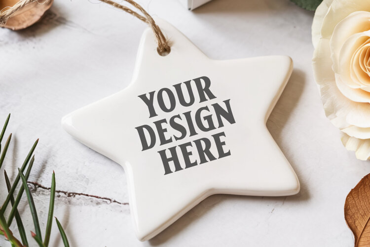 Christmas Star Ceramic Ornament Mockup | Holiday Star example image 1
