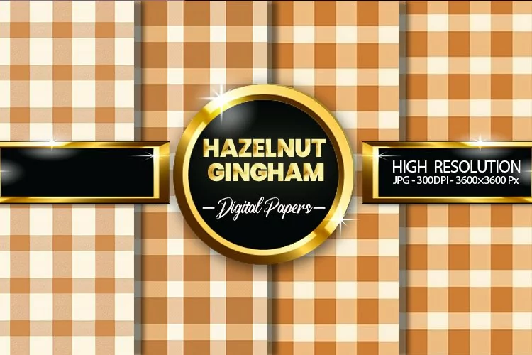 Hazelnut Gingham Digital Papers - 04 Variations
