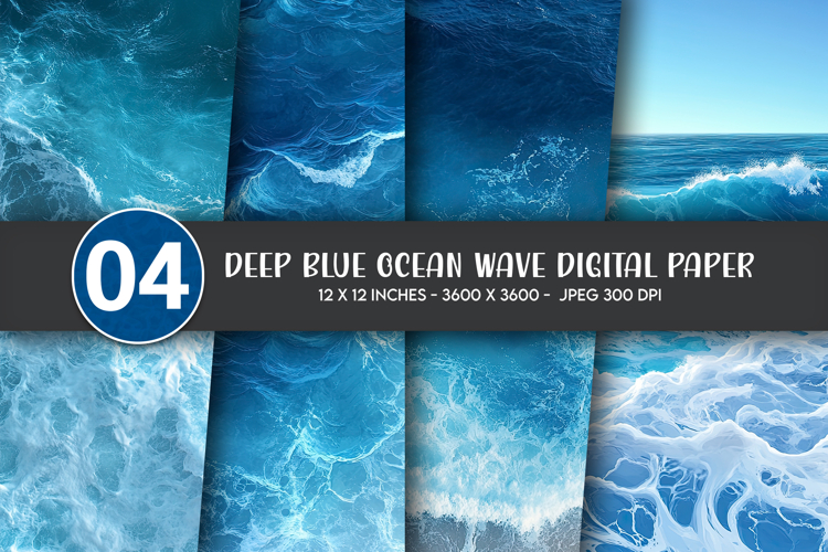 Deep Blue Ocean Wave Digital Paper example image 1