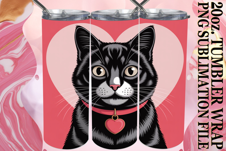 BLISSFUL DAYS 20oz TUMBLER WRAP, Cat Valentins Day