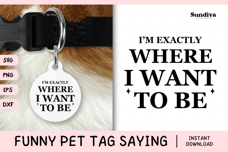Funny Pet Tag Saying SVG | Im Exactly Where I Want To Be