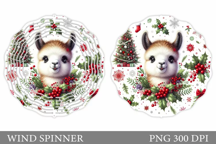 Christmas Lama Wind Spinner. Christmas Wind Spinner Design