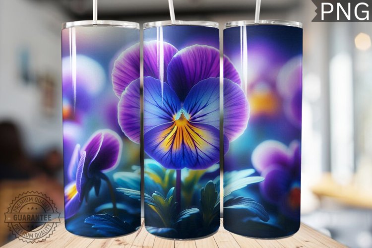 Pansy Flower Tumbler Wrap - Tumbler Design example image 1