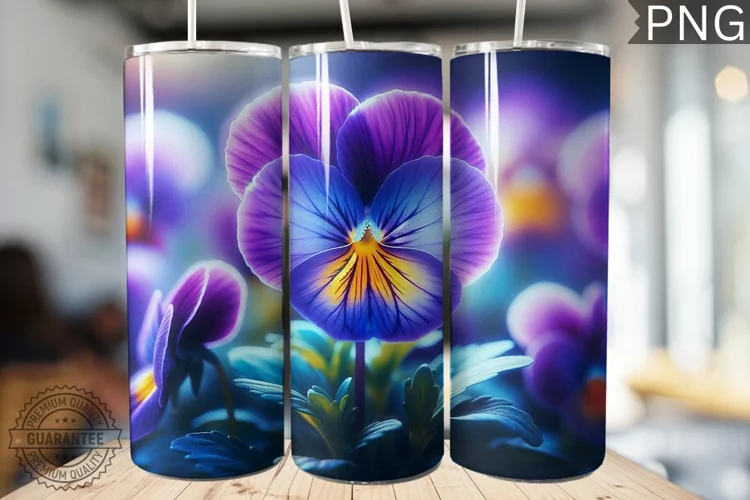 Pansy Flower Tumbler Wrap - Tumbler Design
