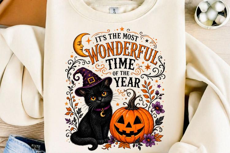 Most Wonderful Time Halloween Cat Halloween PNG