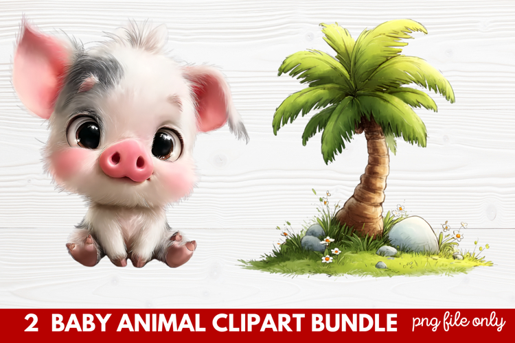 Baby Animal Clipart | Cute Nursery Wildlife PNG Illustration