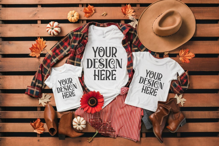 Christmas Family Matching Flat Lay T-Shirt Mockups