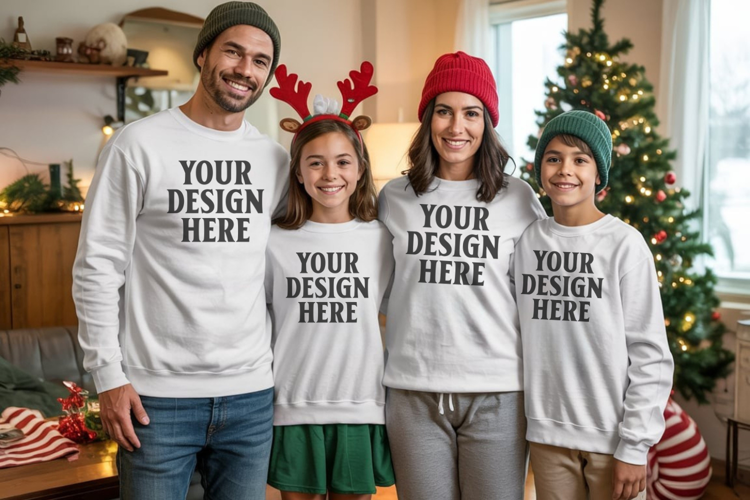 Christmas Family Matching T-Shirt Mockups | Holiday Group