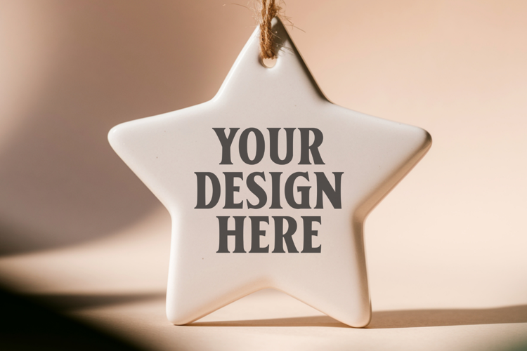 Christmas Star Ceramic Ornaments Mockup
