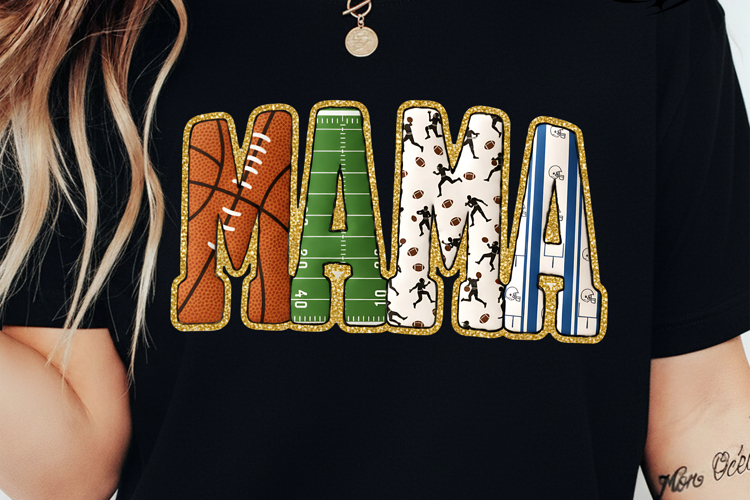 Football Mama Png, Patchwork Foorball Mama Png, Sports Mama