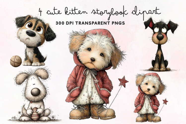 Cute Watercolor Dogs Clipart PNG