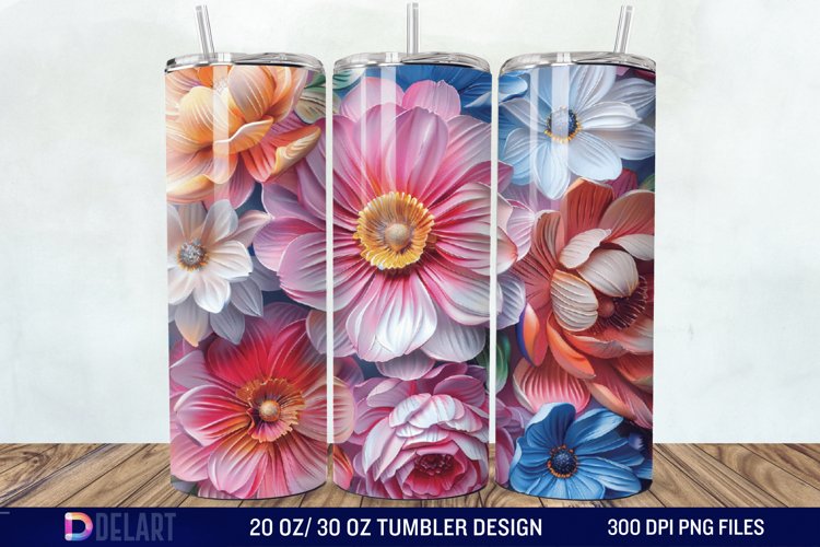 3D Painted Flower Tumbler Wrap example image 1