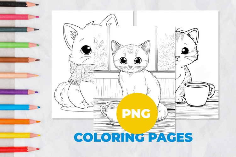 Cute snow kitten Coloring Pages | Coloring book