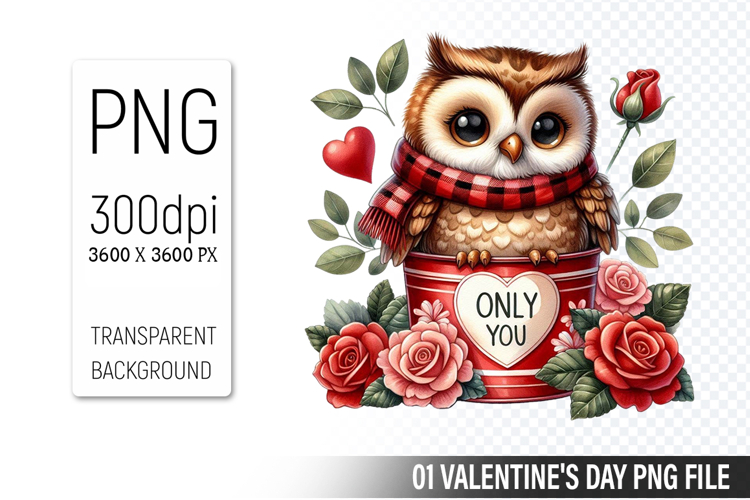 Cute Owl PNG, Valentines Day Sublimation PNG