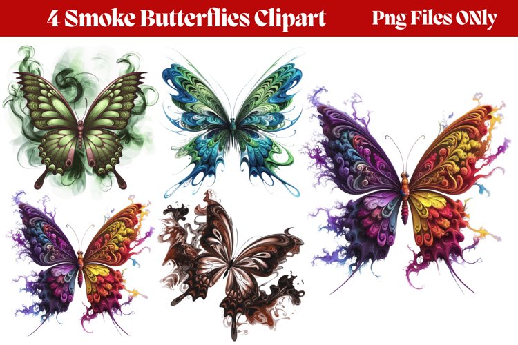 Smoke Butterflies Clipart PNG