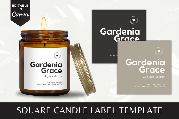 Custom Square Candle Label Canva Template - 4 example image 1