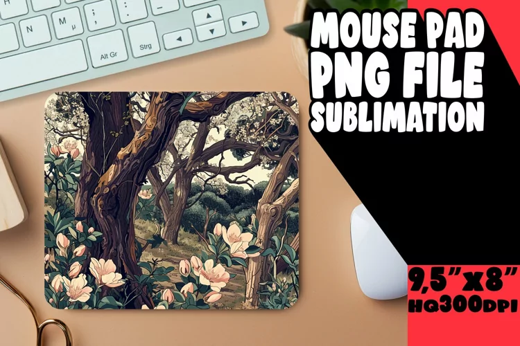 Spring Blossoms: Tree Pattern MousFloral Oasis: Spring Mouse