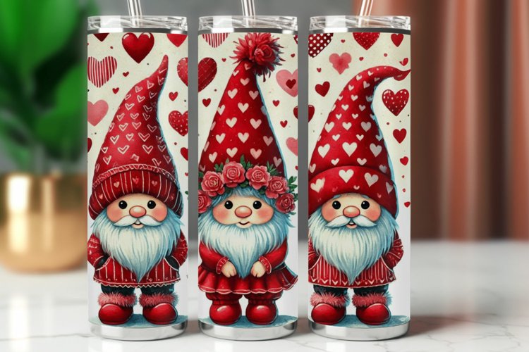 Valentine Tumbler Wrap 20 oz - gnome with heart love