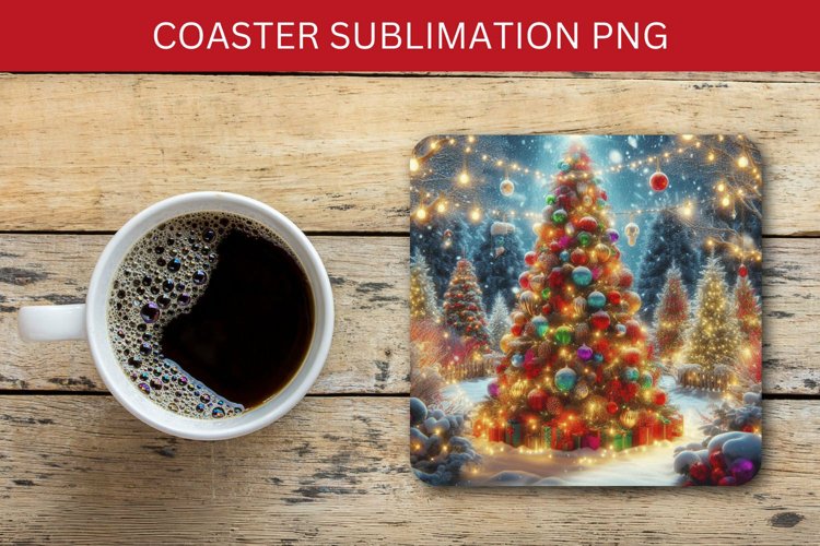 square coaster - christmas tree