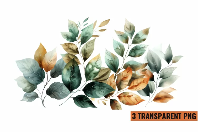 Watercolor Botanical Clipart Sublimation, PNG