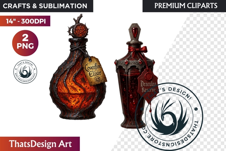 Halloween Hags Potions PNG Clipart spooky gothic bottle