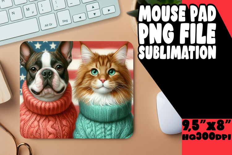 CHEERFUL MOUSE PAD SUBLIMATION INSPIRATION, Dog and cat