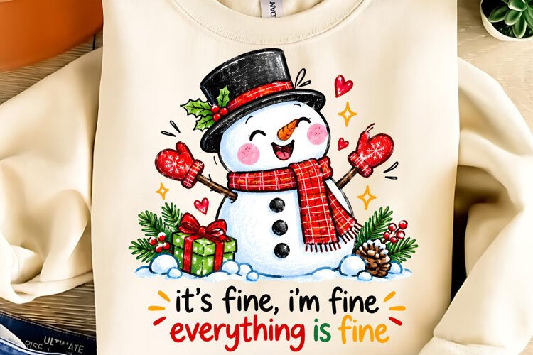 It's Fine I'm Fine Everything is Fine PNG, Christmas PNG example image 1