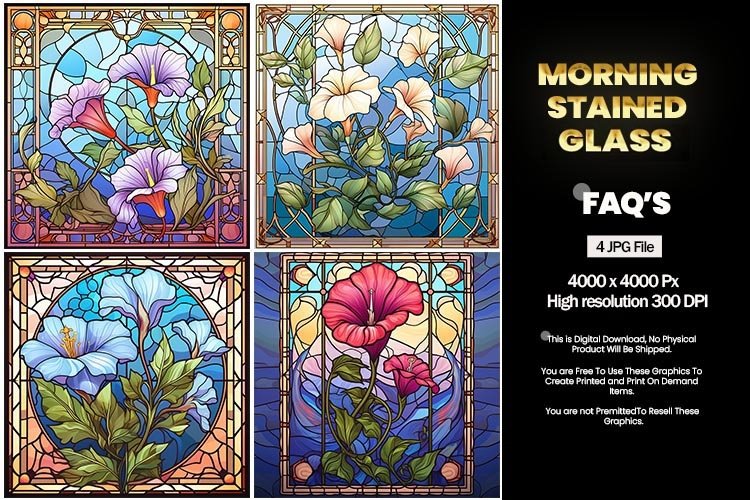 Stained Glass Morning Square Coaster - 04 Variations example image 1